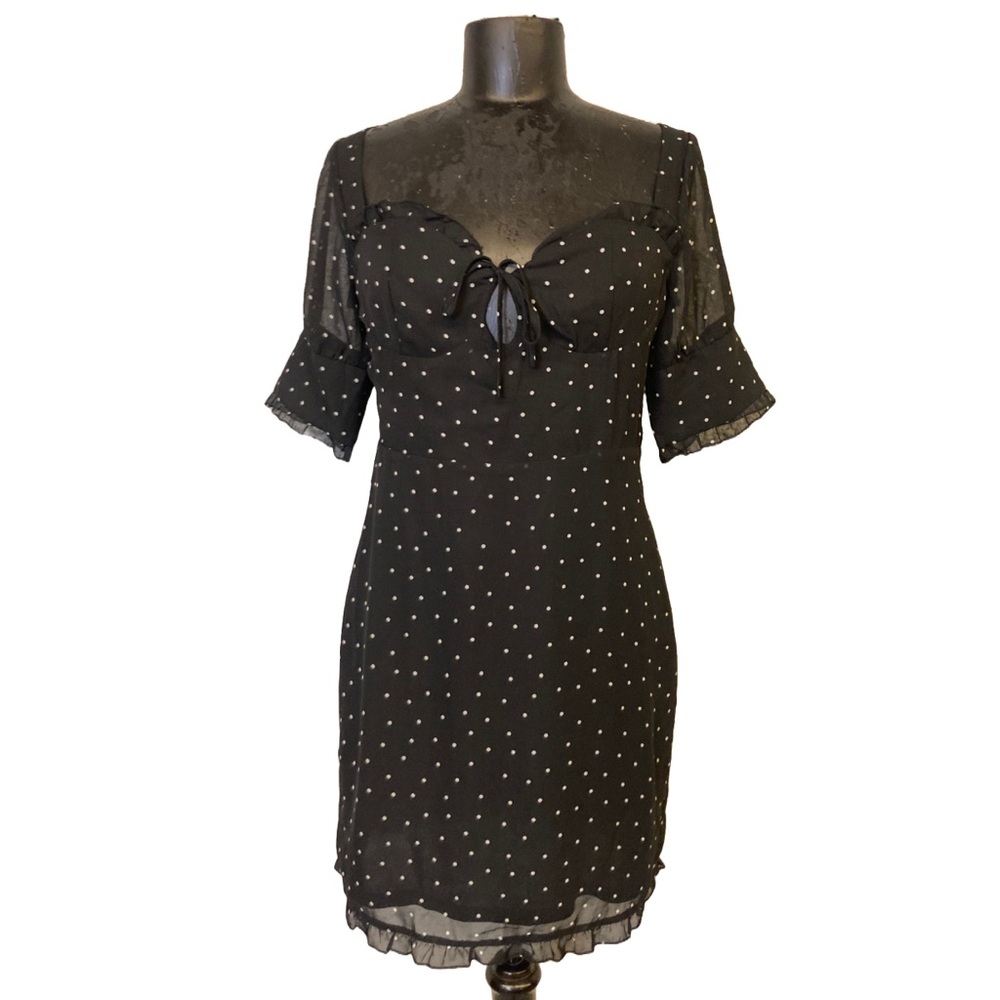 Nasty Gal Sweetheart Polka Dot Black & White Dress